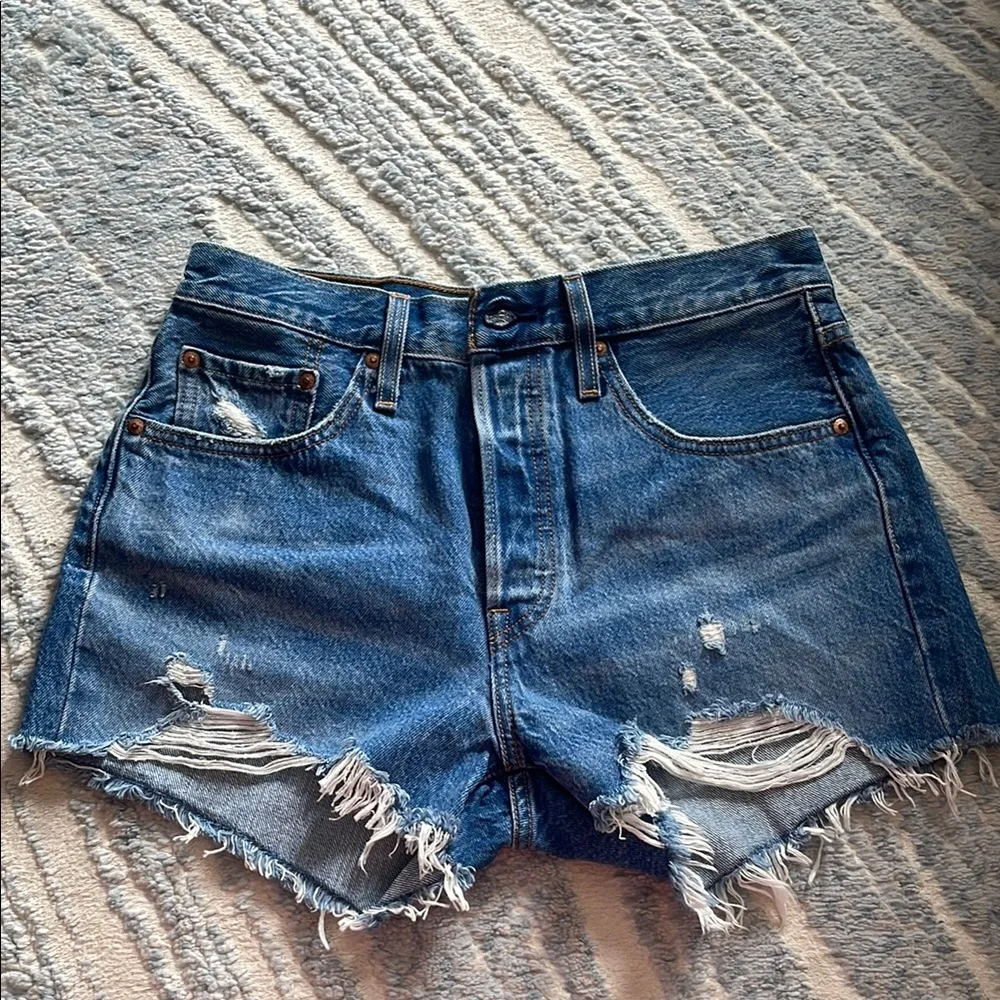 Levi's Distressed Blue Jean Shorts - Picture 1 of 4